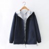 Spring / autumn hooded jacket - two sided - with zipper - cartoon print