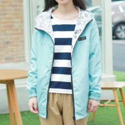 Spring / autumn hooded jacket - two sided - with zipper - cartoon print