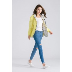 Spring / autumn hooded jacket - two sided - with zipper - cartoon print