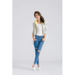 Spring / autumn hooded jacket - two sided - with zipper - cartoon print