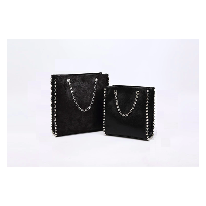 Retro Chains Rivet Large Capacity Tote Designer Bead Women Shoulder Bags Luxury PU Leather Messenger Bag Lady Big Bucket Purses