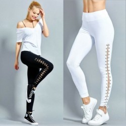 Fashion Women High Waist Lace Up Leggings Pencil Pants Slim Bandage Trousers Gym Fitness Training Track Pants
