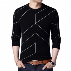 Fashionable warm sweater - slim fit - geometric lines print