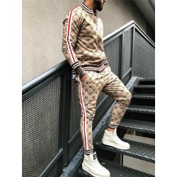 Fashionable sports tracksuit - sweatshirt with a zipper / long pants - slim fit - 3D printing