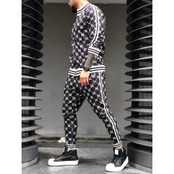 Fashionable sports tracksuit - sweatshirt with a zipper / long pants - slim fit - 3D printing