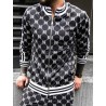 Fashionable sports tracksuit - sweatshirt with a zipper / long pants - slim fit - 3D printing