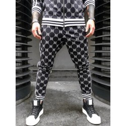Fashionable sports tracksuit - sweatshirt with a zipper / long pants - slim fit - 3D printing