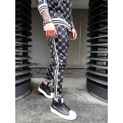 Fashionable sports tracksuit - sweatshirt with a zipper / long pants - slim fit - 3D printing