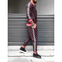 Fashionable sports tracksuit - sweatshirt with a zipper / long pants - slim fit - 3D printing