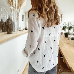 Classic long sleeve blouse - loose printed shirt
