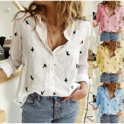 Classic long sleeve blouse - loose printed shirt