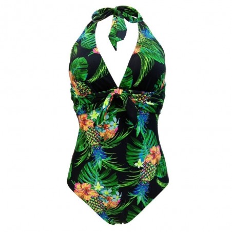 Retro one piece swimsuit - with neck tie up straps