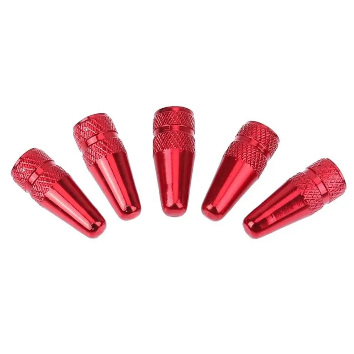 Bicycle wheel valve - aluminum cap - dust covers - 5 pieces