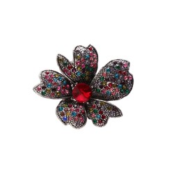 Brooch with crystal narcissus - multicolor rhinestones