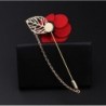 Fashionable brooch with rose / chain - long needle - unisex