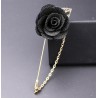 Fashionable brooch with rose / chain - long needle - unisex
