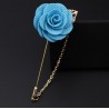 Fashionable brooch with rose / chain - long needle - unisex