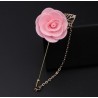 Fashionable brooch with rose / chain - long needle - unisex