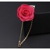 Fashionable brooch with rose / chain - long needle - unisex