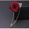 Fashionable brooch with rose / chain - long needle - unisex