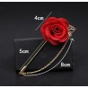 Fashionable brooch with rose / chain - long needle - unisex