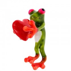 Green frog with a red heart - broochBrooches