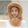 Fur winter hat with scarf - balaclava with pom pomScarves