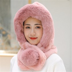 Fur winter hat with scarf - balaclava with pom pon