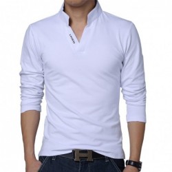 Classic elegant t-shirt - with mandarin collar - long sleeve - slim fit - cotton