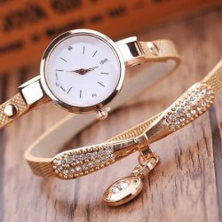 Fashionable multi-layer bracelet with a watch / crystalsBracelets