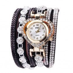 Luxurious multilayer crystal bracelet - with a watch