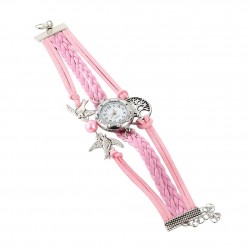Retro multilayer bracelet with a watch - birds / tree of life