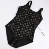 One piece swimming suit - black racer back - hollow-out