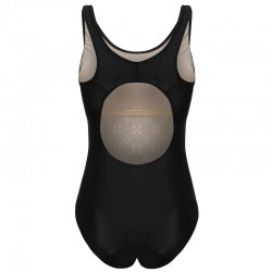 One piece swimming suit - black racer back - hollow-out