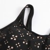One piece swimming suit - black racer back - hollow-out