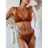 Sexy ribbed bikini set - push up - metal decorations