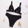 Sexy ribbed bikini set - push up - metal decorations