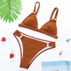 Sexy ribbed bikini set - push up - metal decorations