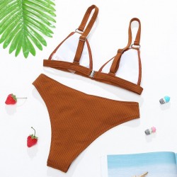 Sexy ribbed bikini set - push up - metal decorations