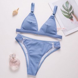 Sexy ribbed bikini set - push up - metal decorations