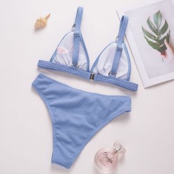 Sexy ribbed bikini set - push up - metal decorations