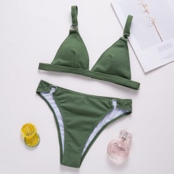 Sexy ribbed bikini set - push up - metal decorations