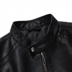 Fashionable men's leather jacket - stand-up collar - with a zipper