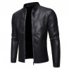 Fashionable men's leather jacket - stand-up collar - with a zipper