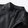 Fashionable men's leather jacket - stand-up collar - with a zipper