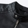 Fashionable men's leather jacket - stand-up collar - with a zipper