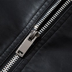 Fashionable men's leather jacket - stand-up collar - with a zipperJackets