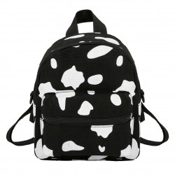 Mini canvas backpack - with zipper - cow milk print