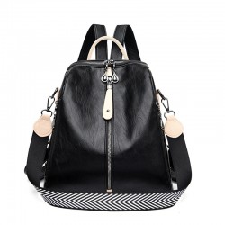 Multifunctional backpack - leather shoulder bag - with zippers