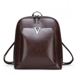 Luxurious vintage backpack - leather shoulder bag - with decorative V letterBackpacks